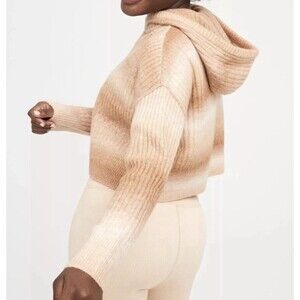 OFFLINE BY AERIE Ombre Brown Tan Crop Hoodie Pullover Sweater MEDIUM NWT
